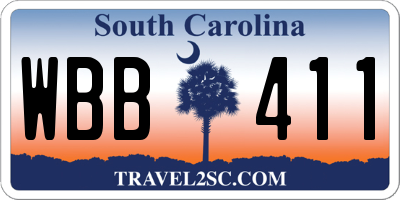 SC license plate WBB411