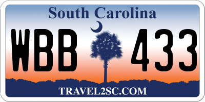 SC license plate WBB433