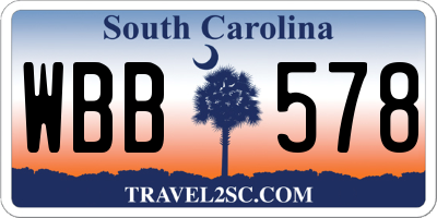 SC license plate WBB578