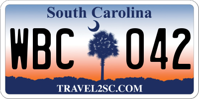 SC license plate WBC042
