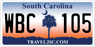 SC license plate WBC105
