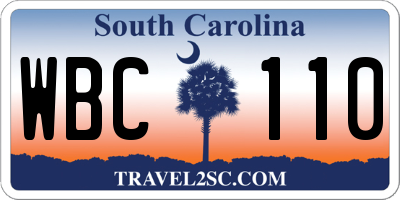 SC license plate WBC110