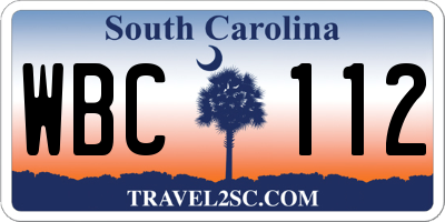 SC license plate WBC112