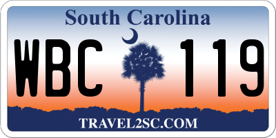 SC license plate WBC119
