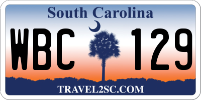 SC license plate WBC129