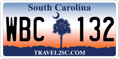 SC license plate WBC132