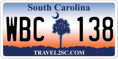 SC license plate WBC138