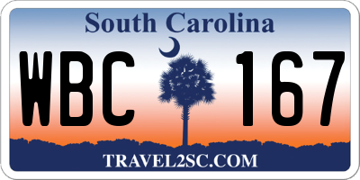 SC license plate WBC167