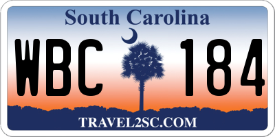 SC license plate WBC184