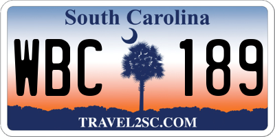 SC license plate WBC189