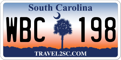 SC license plate WBC198
