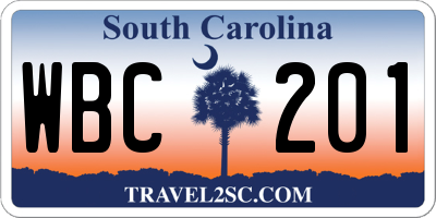 SC license plate WBC201