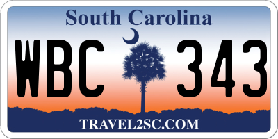SC license plate WBC343