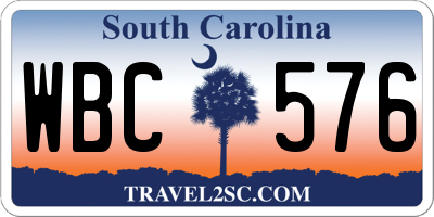 SC license plate WBC576