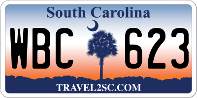 SC license plate WBC623
