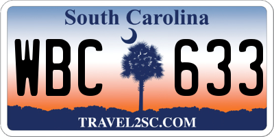 SC license plate WBC633