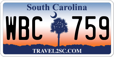 SC license plate WBC759