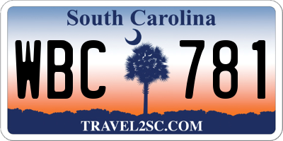 SC license plate WBC781