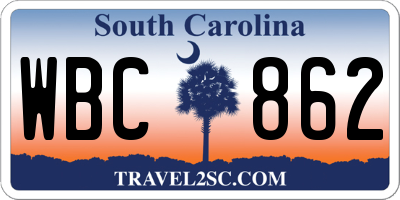 SC license plate WBC862