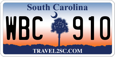 SC license plate WBC910