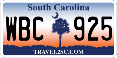 SC license plate WBC925
