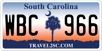 SC license plate WBC966