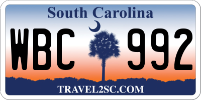 SC license plate WBC992