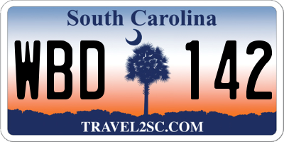 SC license plate WBD142