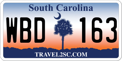 SC license plate WBD163