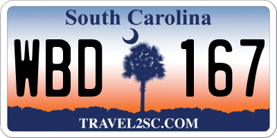 SC license plate WBD167