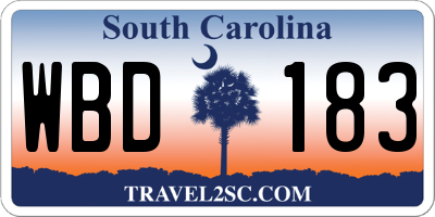 SC license plate WBD183