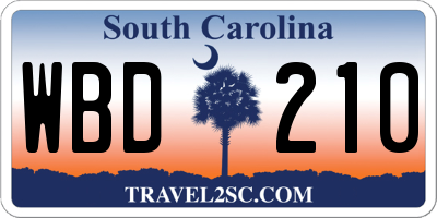 SC license plate WBD210