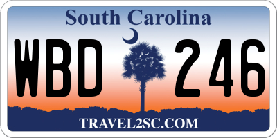 SC license plate WBD246