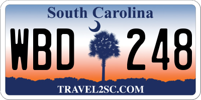 SC license plate WBD248
