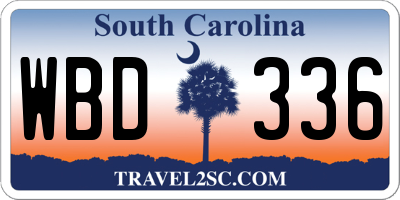 SC license plate WBD336