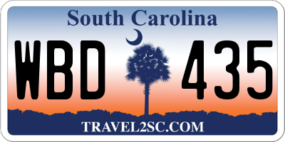 SC license plate WBD435