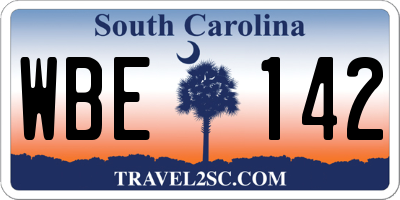 SC license plate WBE142