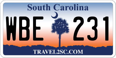 SC license plate WBE231