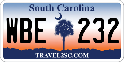 SC license plate WBE232
