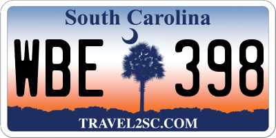 SC license plate WBE398