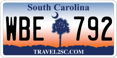 SC license plate WBE792