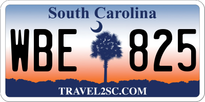 SC license plate WBE825