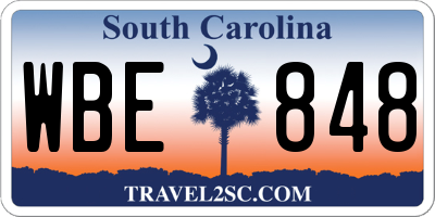 SC license plate WBE848