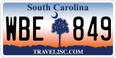 SC license plate WBE849