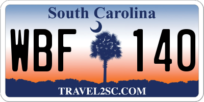 SC license plate WBF140