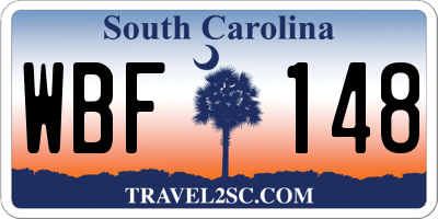 SC license plate WBF148