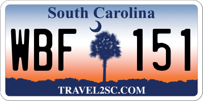 SC license plate WBF151