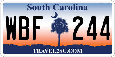 SC license plate WBF244