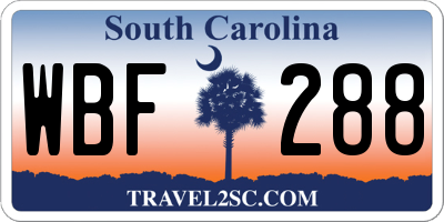 SC license plate WBF288