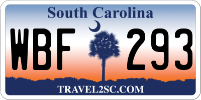 SC license plate WBF293